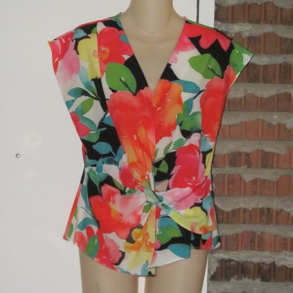 Joseph Ribkoff Twist Front Top Floral Size 6 - Picture 1 of 6
